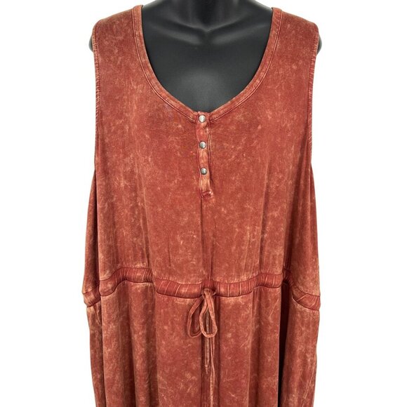 Torrid Super Soft Knit Plus Size 5X Rust Red Sleeveless Button Jumpsuit Pant New - Picture 2 of 10